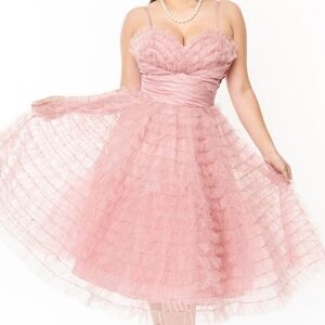 Unique Vintage Pink Cupcake Tulle Dress